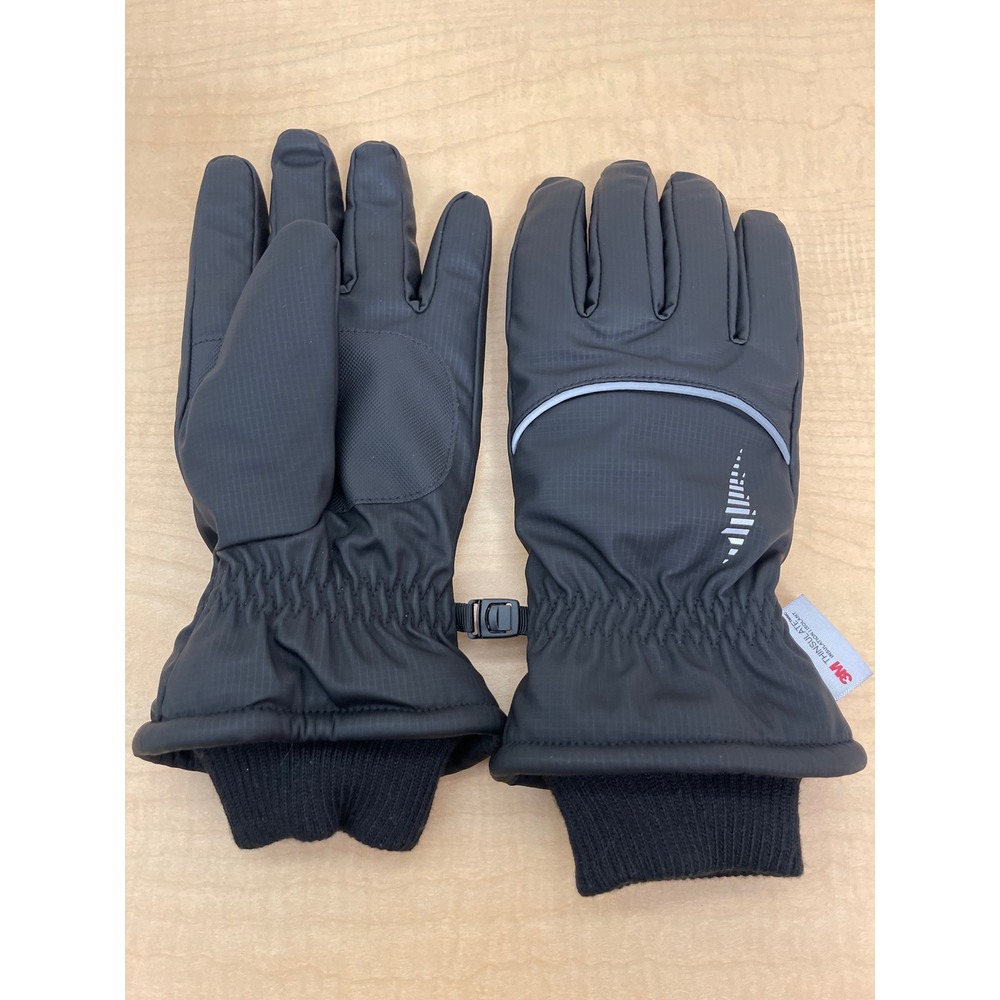 Black 3M Thinsulate Winter Gloves Ripstop Faux Fur Lined Ski Snow Mitts Size M